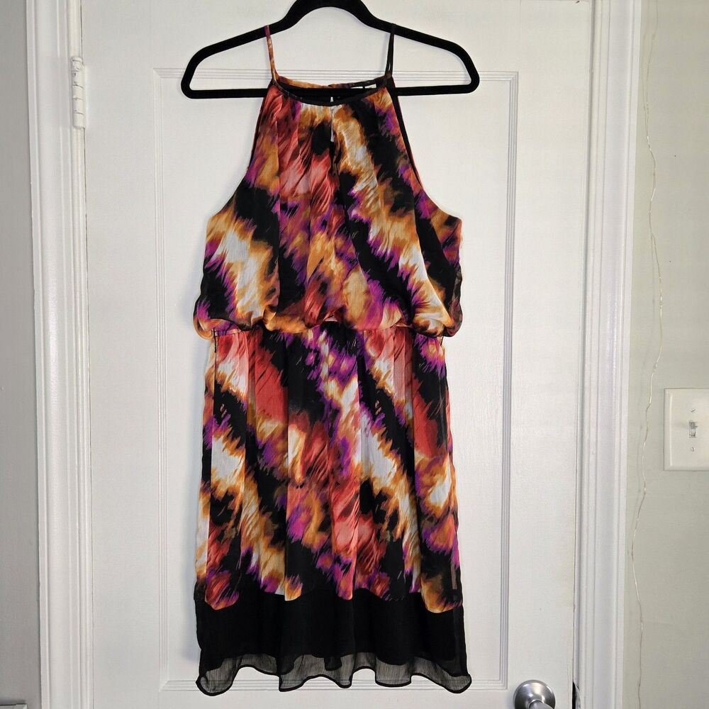 Emma & Michelle Colorful Mini Dress Womens 16 Abstract Boho Vacation Dress